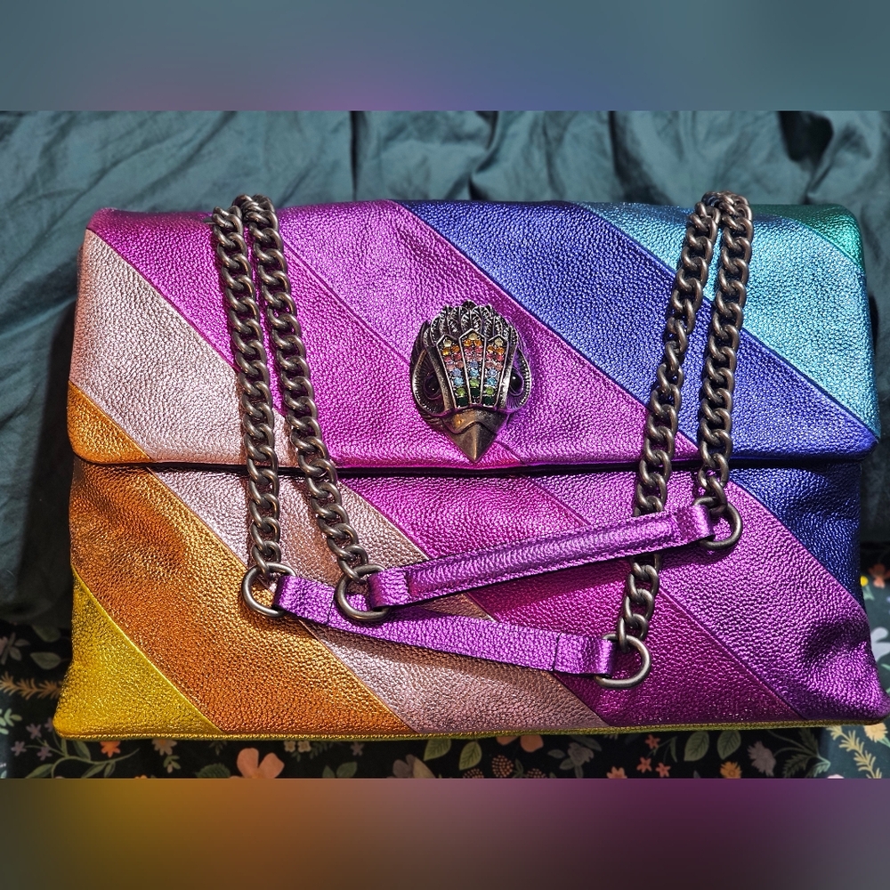 Kurt Geiger Kensington XXL rainbow metallic bag purse